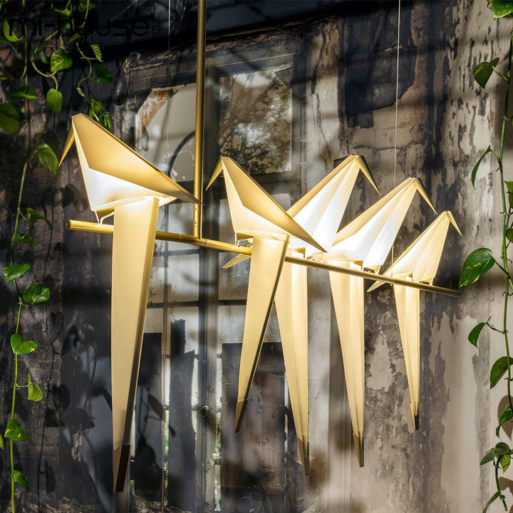 Metavaya Chandelier Paper Crane Bird LED Chandelier