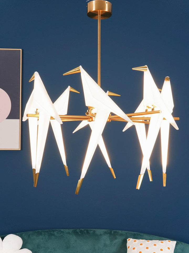 Metavaya Chandelier Paper Crane Bird LED Chandelier