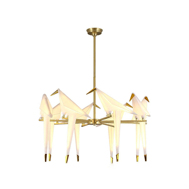 Metavaya Chandelier 8heads ∅ 31.5″ X H 35.4″ / Dia 80cm X H 90cm / White+Gold / Warm Light Paper Crane Bird LED Chandelier 662668848846 M2023122803-13