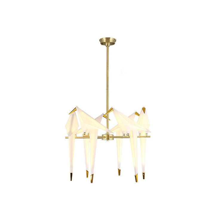 Metavaya Chandelier 6heads ∅ 23.6″ X H 35.4″ / Dia 60cm X H 90cm / White+Gold / Warm Light Paper Crane Bird LED Chandelier 662668848822 M2023122803-11