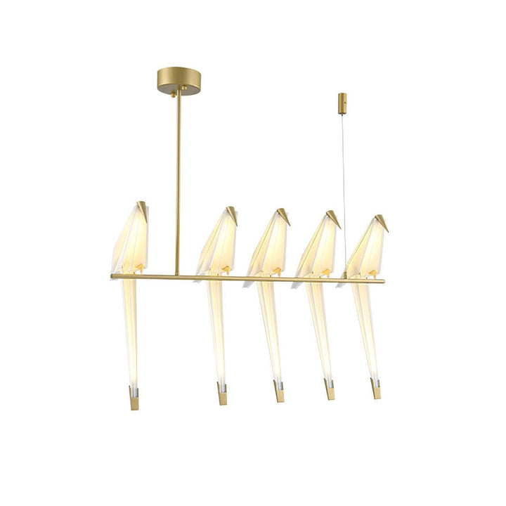 Metavaya Chandelier 5heads ∅ 35.4″ X H 35.4″ / Dia 90cm X H 90cm / White+Gold / Warm Light Paper Crane Bird LED Chandelier 662668848815 M2023122803-10