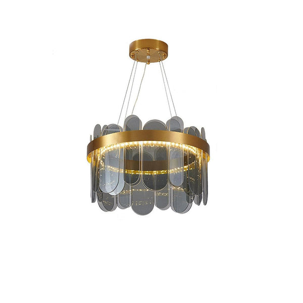 Metavaya Chandelier Dia 40cm x H 28cm / ∅ 15.7″ x H 11.1″ / Smoke Grey Patina Gold Ring Chandelier 6938617790530 M2023101304-1