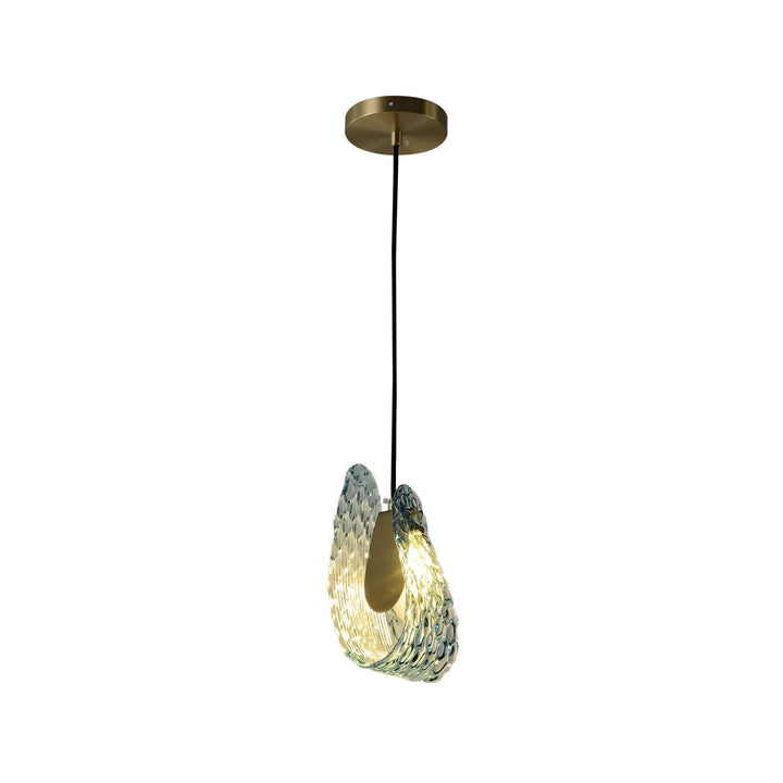 Metavaya Pendant light Dia 13cm x H 23cm / Φ 5.1″ x H 9″ / Brass+Blue Petal Blue Glass Pendant Light 662668885810 M202404205-1