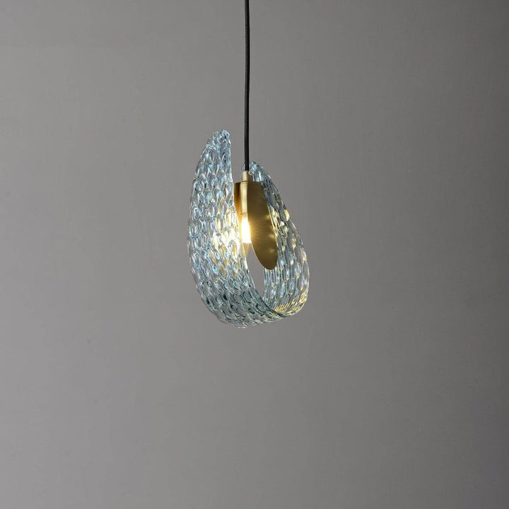 Metavaya Pendant light Dia 13cm x H 23cm / Φ 5.1″ x H 9″ / Brass+Blue Petal Blue Glass Pendant Light 662668885810 M202404205-1