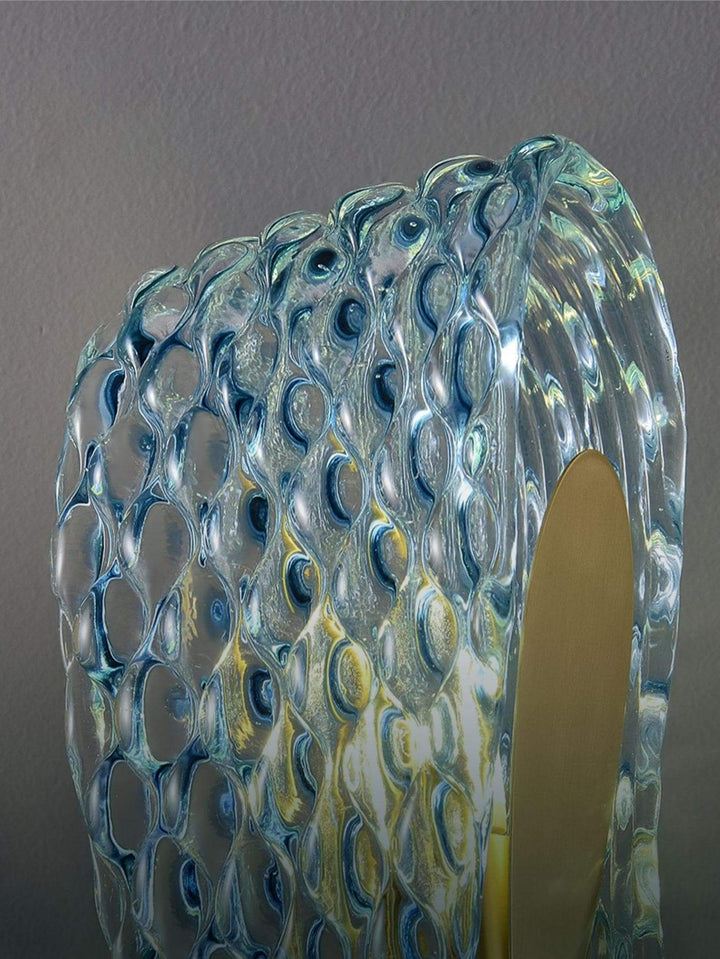 Metavaya Wall lamp Petal Blue Glass Wall Lamp Brass Petal Blue Glass Wall Lamp