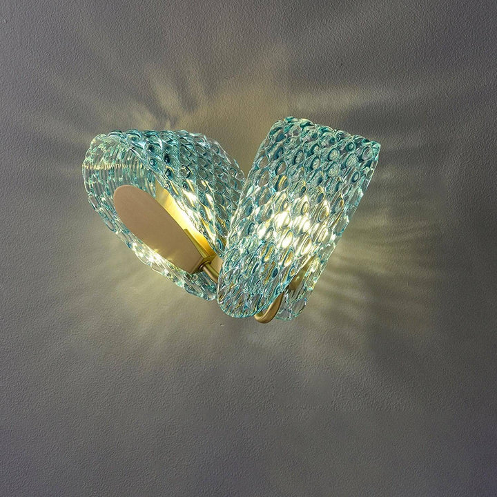 Metavaya Wall lamp Petal Blue Glass Wall Lamp Brass Petal Blue Glass Wall Lamp