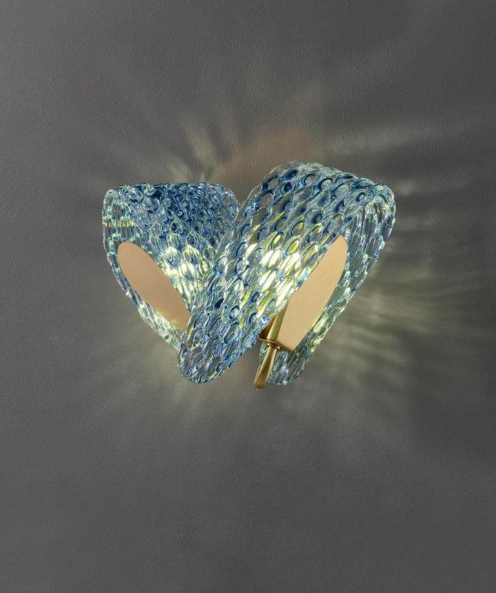 Metavaya Wall lamp Petal Blue Glass Wall Lamp Brass Petal Blue Glass Wall Lamp