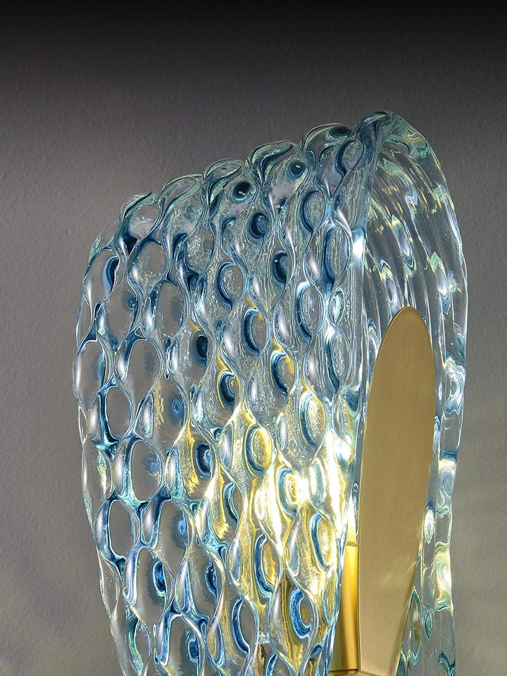 Metavaya Wall lamp Petal Blue Glass Wall Lamp Brass Petal Blue Glass Wall Lamp