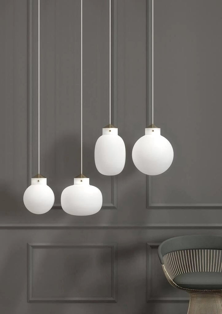 Metavaya Pendant Lights Dia 30cm x H 30cm / ∅ 11.8″ x H 11.8″ / White Raito Glass Globe Pendant Light 662668877099 M202403201-1