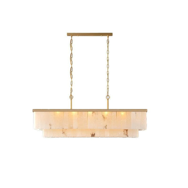 Metavaya Chandelier L 80cm x W 35cm x H 40cm / ∅ 31.5″ x W 13.8″ x H 15.7″ / Gold Rectangular marble chandelier 6938617788636 M2023100402-1