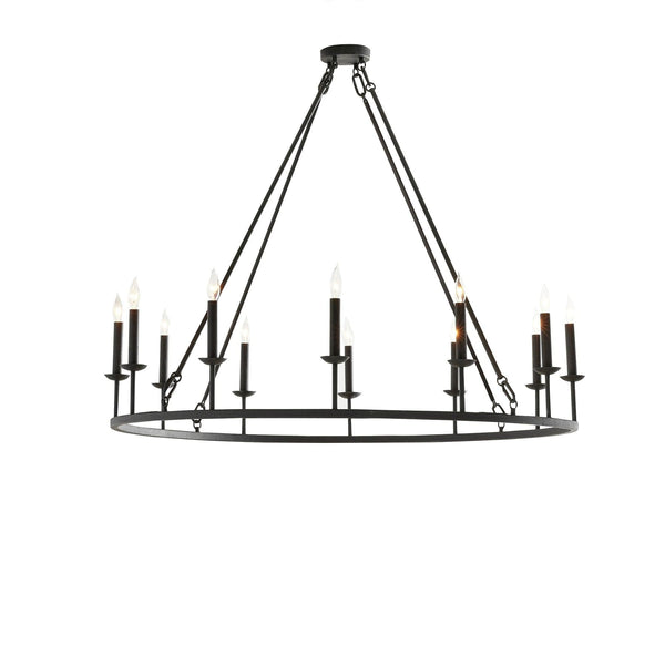 Metavaya Chandelier Dia 45cm x H 100cm / black Remington Iron Round Chandelier 6938617781866 M2023092502-1