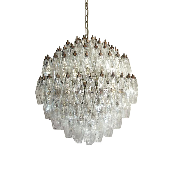 Round Murano Faceted Transparent Chandelier