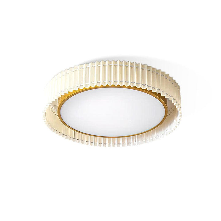 Metavaya Ceiling Lamp Dia 40cm x H 9cm / ∅ 15.7″ x H 3.5″ / Beige / Warm Light Round Pleated Ceiling Lamp 6938617813574 M2023110903-1