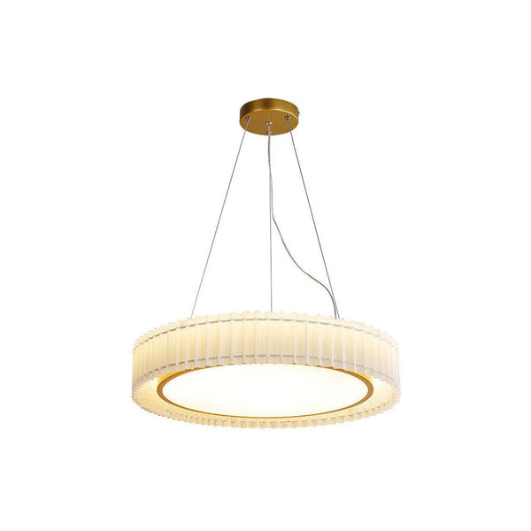 Metavaya Pendant lamp Dia 40cm x H 10cm / ∅ 15.7″ x H 3.9″ / Gold / Warm Light Round Pleated Pendant Lamp 6938617817404 M2023120201-1