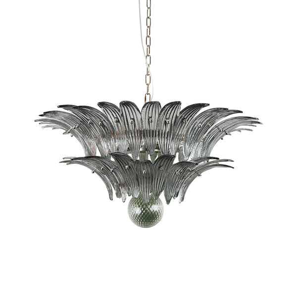 Smoked Murano Glass Palmette Chandelier