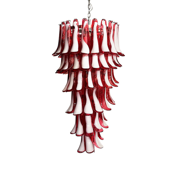 Spiral Red Murano Glass Petals Chandelier