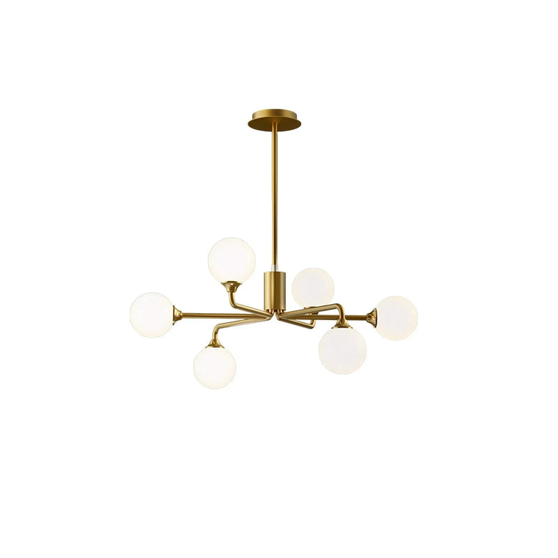 Metavaya Chandelier 6 heads Dia 65cm x H 28cm / ∅ 25.6 x H 11″ / Gold Staggered Glass Globes Chandelier 662668834306 M2023121702-1