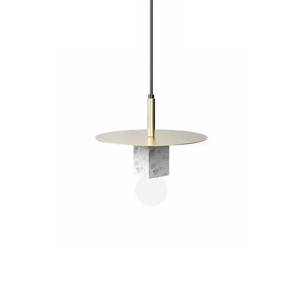 Metavaya Pendant lamp ∅ 11.8″ x H 9.8″ / Dia 30cm x H 25cm / Gold&White Marble Stone Square Pendant Lamp 6938617816230 M2023112304-1