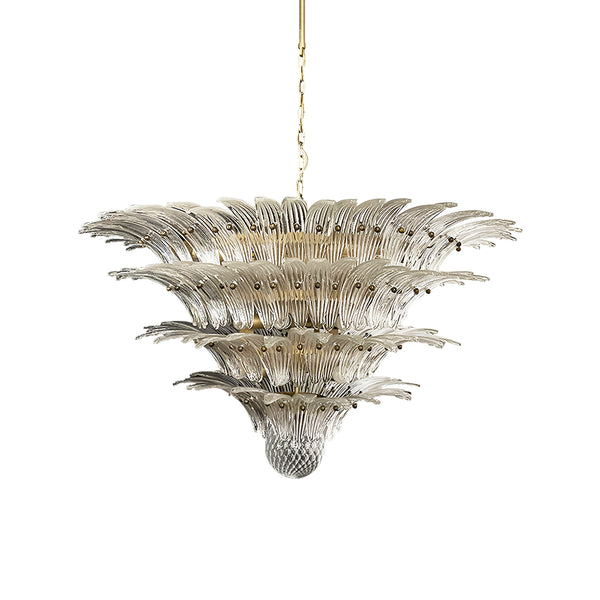 Transparent Palmette Murano Glass Chandelier