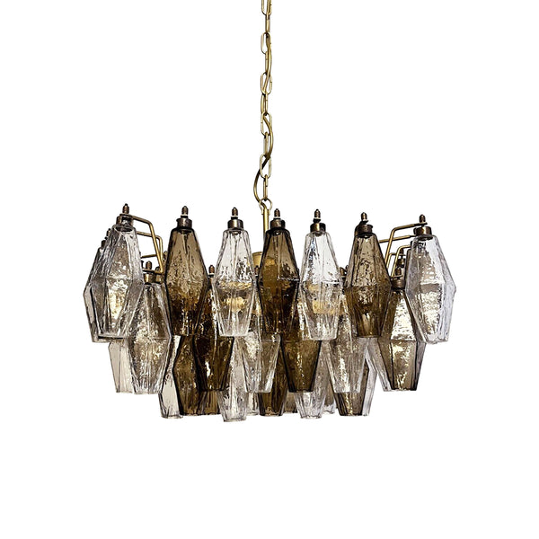 Transparent Smoked Murano Poliedri Chandelier