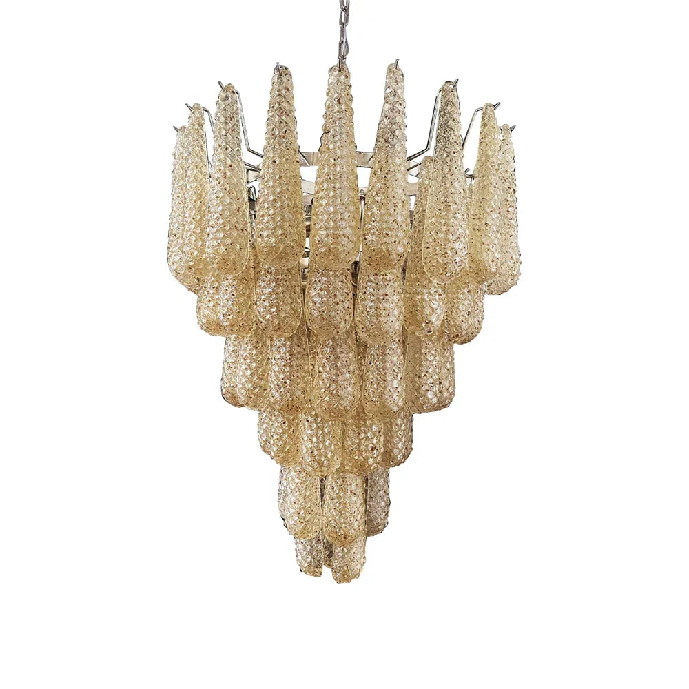 Vintage Amber Glass Petals Chandelier | Metavaya