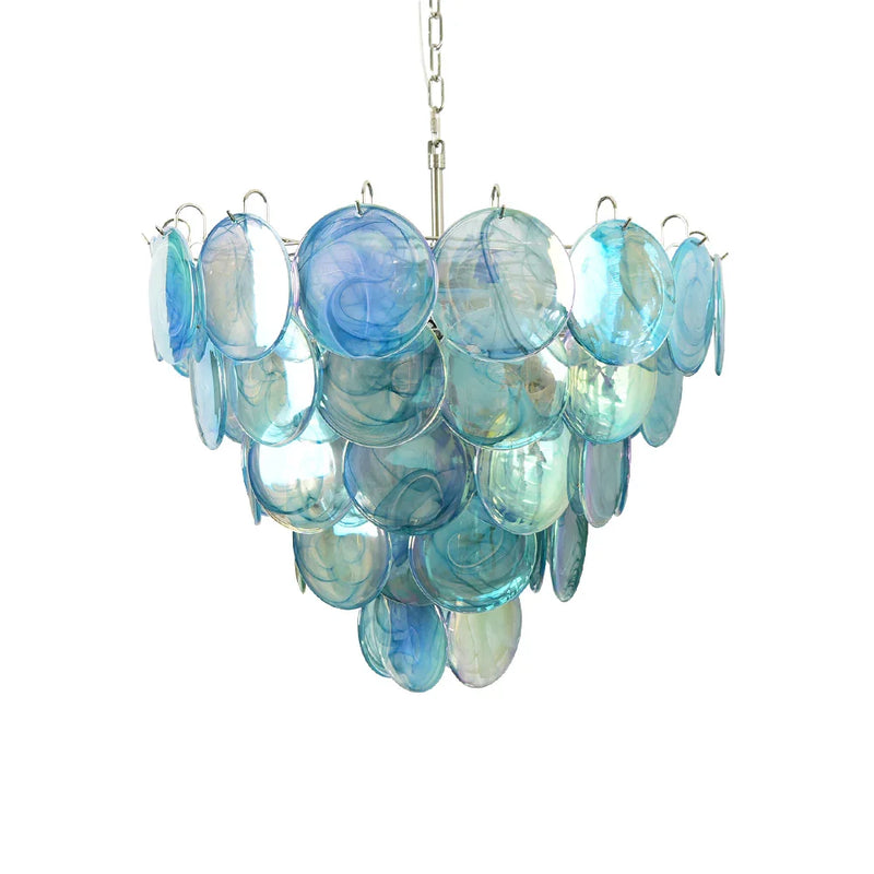 Vintage Blue Disc Glass Chandelier | Metavaya