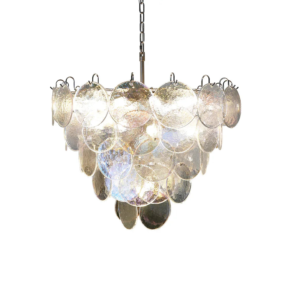 Vintage Iridescent Disc Glass Chandelier | Metavaya