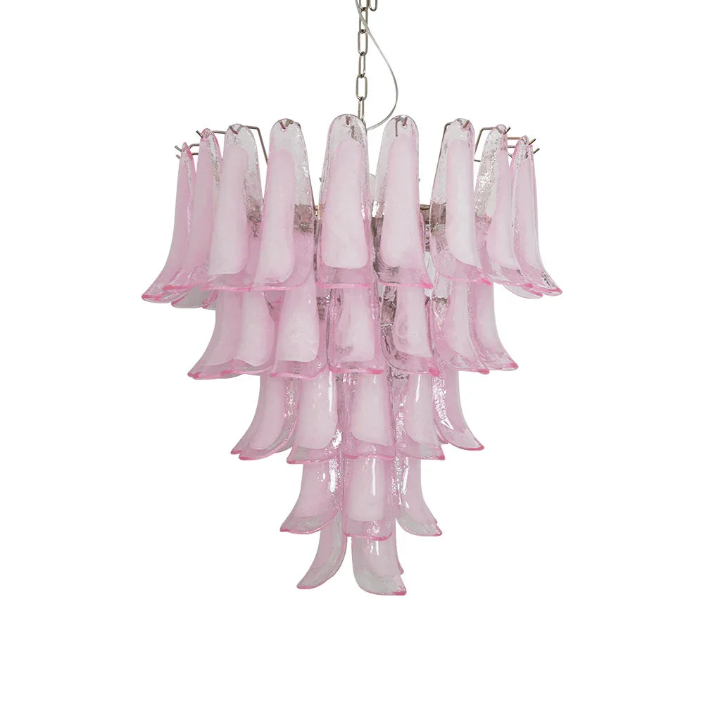 Vintage Pink Glass Petals Chandelier | Metavaya