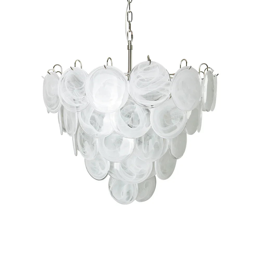 Vintage White Disc Glass Chandelier | Metavaya