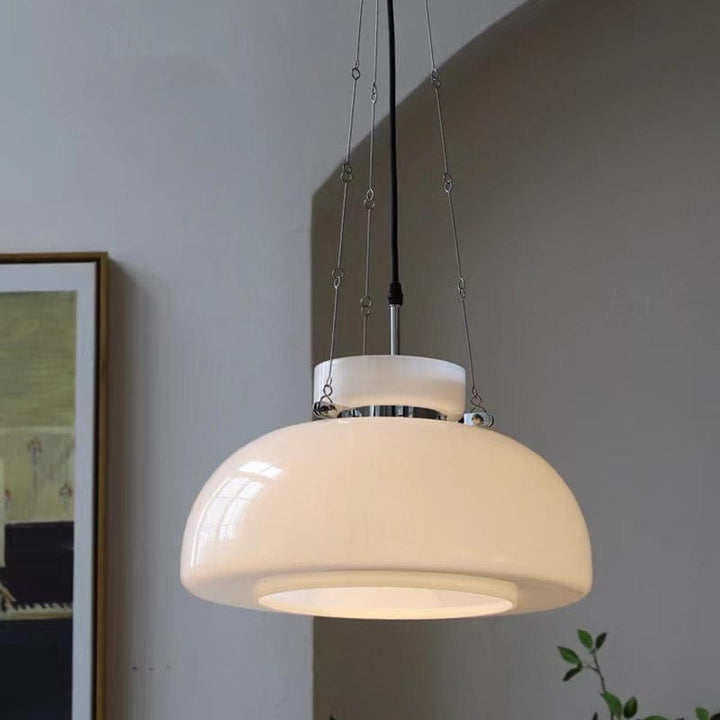 Metavaya Pendant lamp Dia 40cm x H 24cm / ∅ 15.7″ x H 9.4″ / White White Glass Pendant Lamp 6938617818166 M2023120503-1 White Glass Pendant Lamp Discount Sale