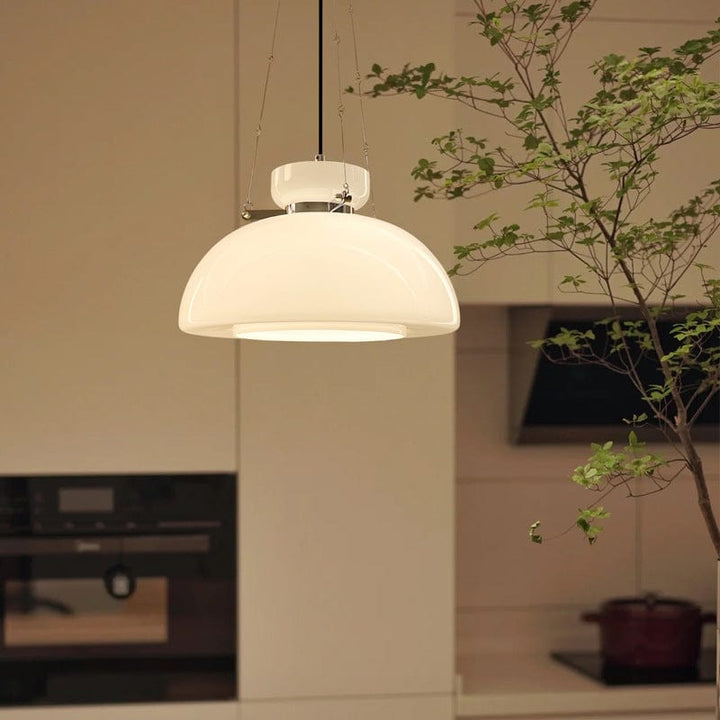 Metavaya Pendant lamp Dia 40cm x H 24cm / ∅ 15.7″ x H 9.4″ / White White Glass Pendant Lamp 6938617818166 M2023120503-1 White Glass Pendant Lamp Discount Sale