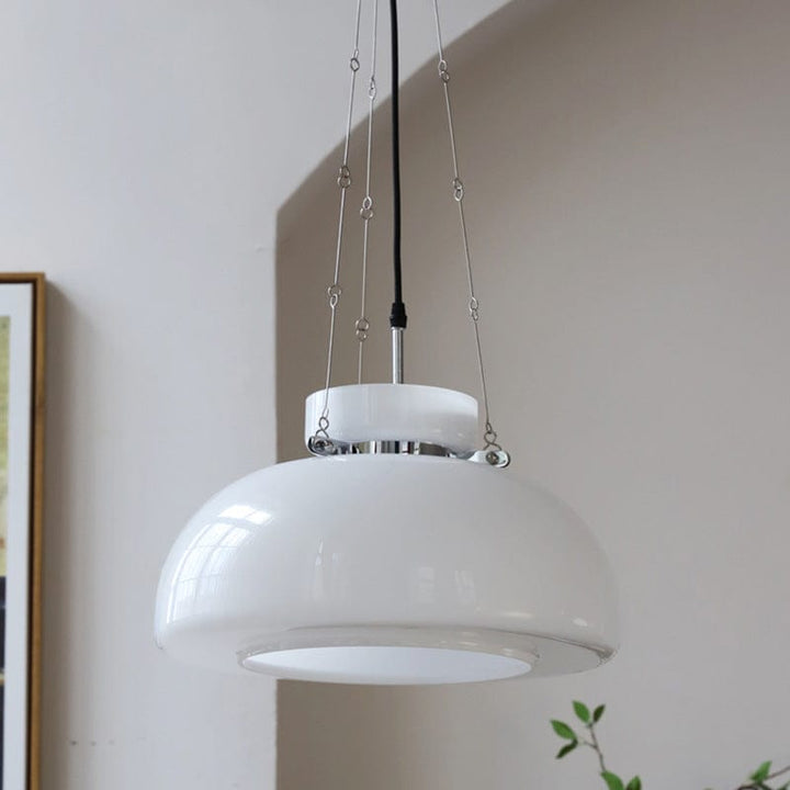 Metavaya Pendant lamp Dia 40cm x H 24cm / ∅ 15.7″ x H 9.4″ / White White Glass Pendant Lamp 6938617818166 M2023120503-1 White Glass Pendant Lamp Discount Sale