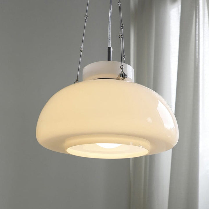 Metavaya Pendant lamp Dia 40cm x H 24cm / ∅ 15.7″ x H 9.4″ / White White Glass Pendant Lamp 6938617818166 M2023120503-1 White Glass Pendant Lamp Discount Sale