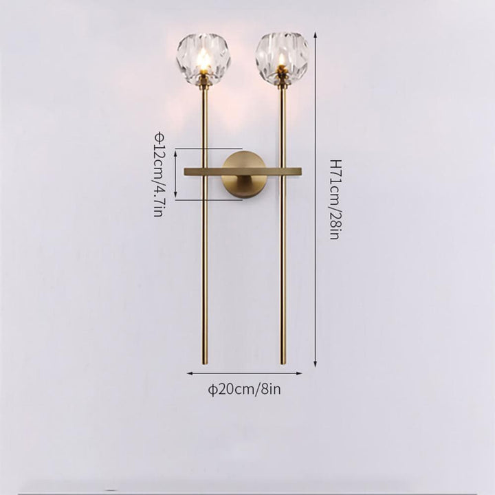 Metavaya Wall light W 20cm x H 71cm Polyhedron Crystal Grand Single Sconce 653733177961 BDCG200404