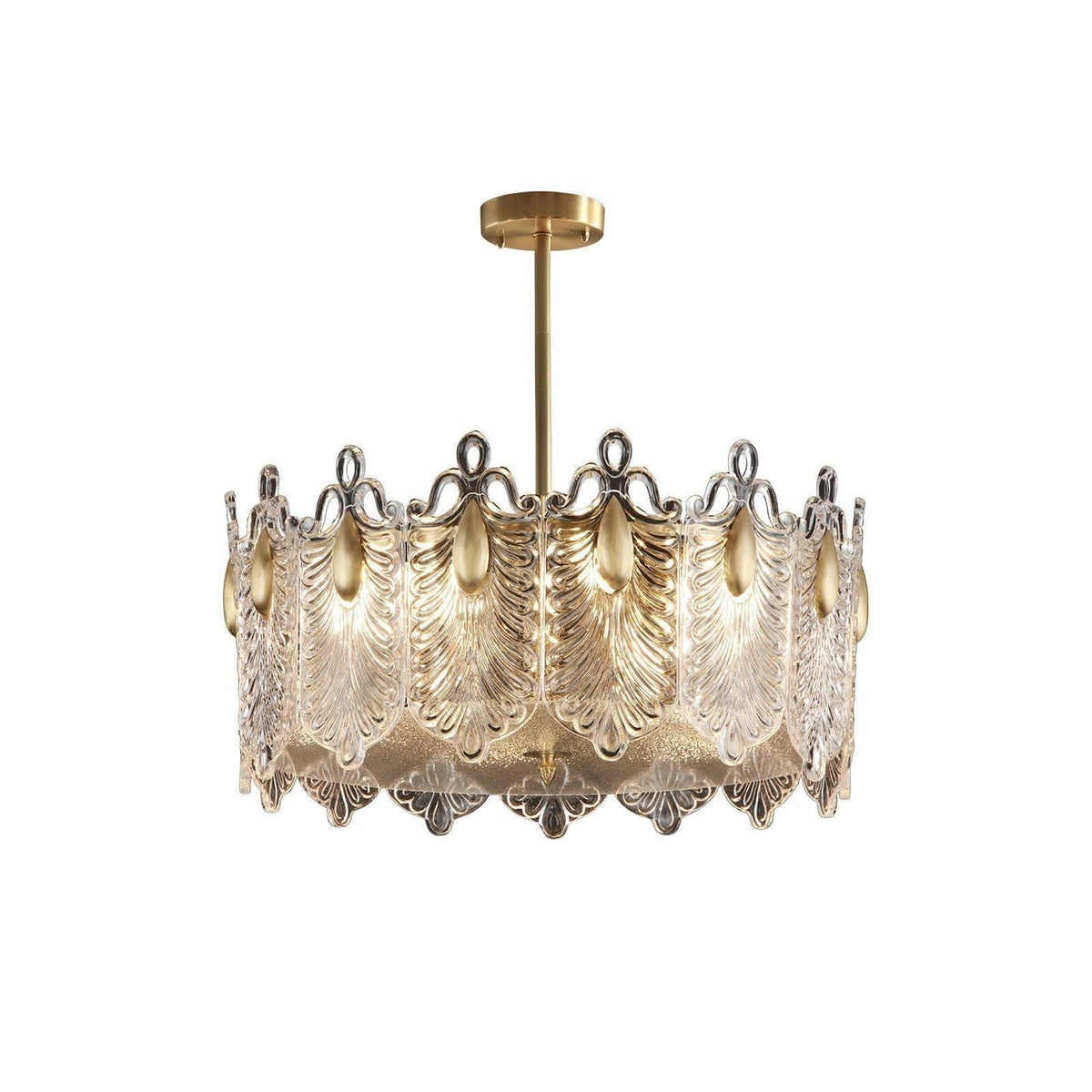 Metavaya Chandelier Decorative Pattern Glass Round Chandelier