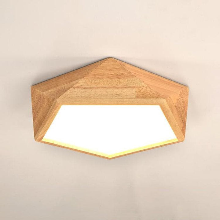 Metavaya Ceiling Lamp Style A Dia 42cm x H 11cm / Wooden / Warm White (2700K) Geometric Wood Ceiling Light 653733214574 LE202112062125-1