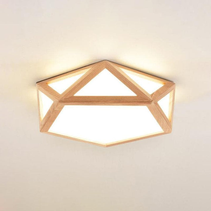 Metavaya Ceiling Lamp Style B Dia 42cm x H 11cm / Wooden / Warm White (2700K) Geometric Wood Ceiling Light 653733214574 LE202112062125-16