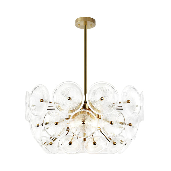 Metavaya Chandelier Dia 60cm x H 30cm / Gold / Clear Glass Disc Chandelier 653733644333 D-202112200008-1 Buy Glass Disc Chandelier Online