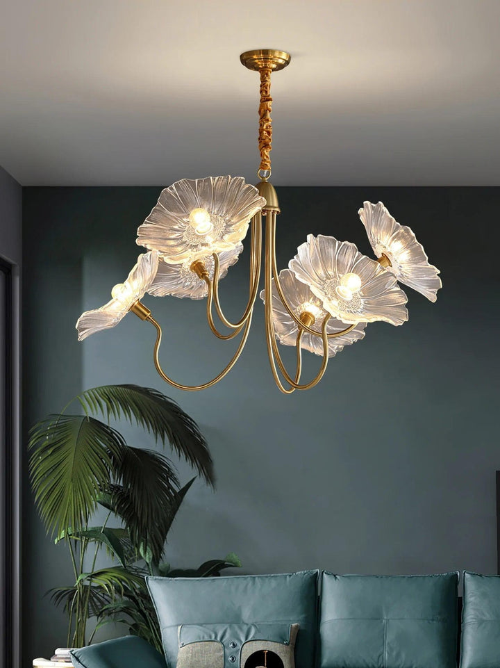 Metavaya Chandelier Lotus Leaf Glass Chandelier