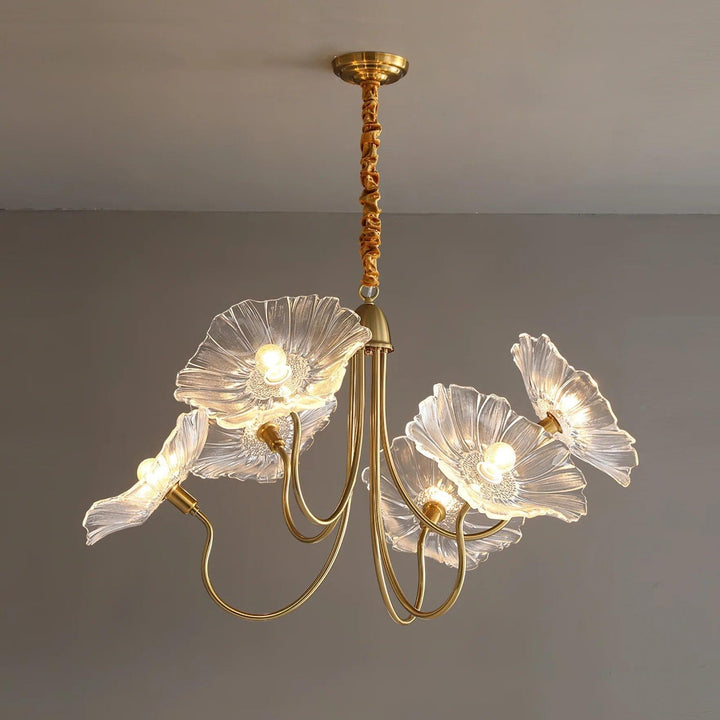 Metavaya Chandelier 6 heads / Gold+Clear Lotus Leaf Glass Chandelier 822706697724 M2022082505-3