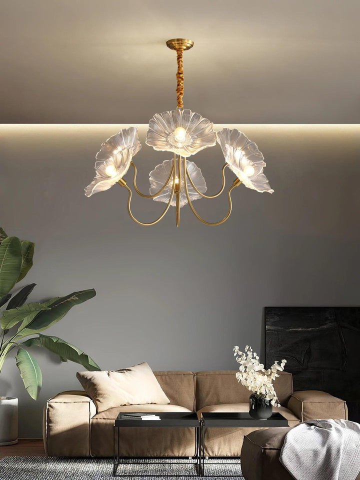 Metavaya Chandelier Lotus Leaf Glass Chandelier