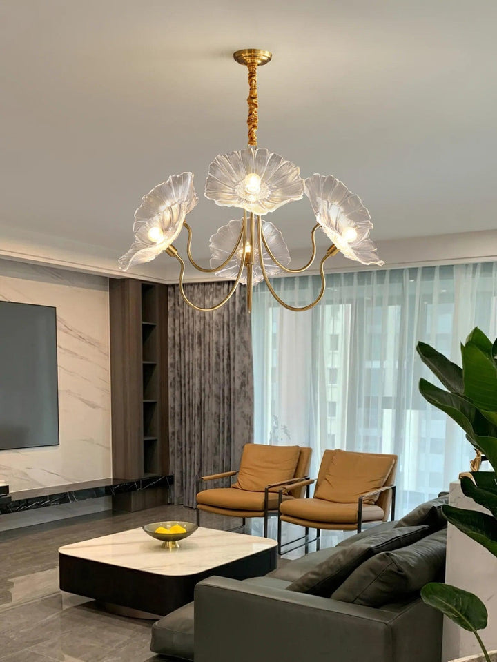 Metavaya Chandelier Lotus Leaf Glass Chandelier