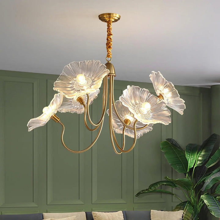 Metavaya Chandelier Lotus Leaf Glass Chandelier