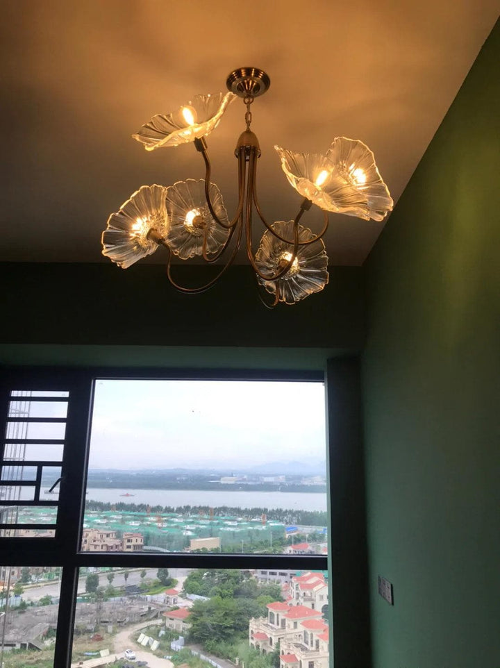 Metavaya Chandelier Lotus Leaf Glass Chandelier