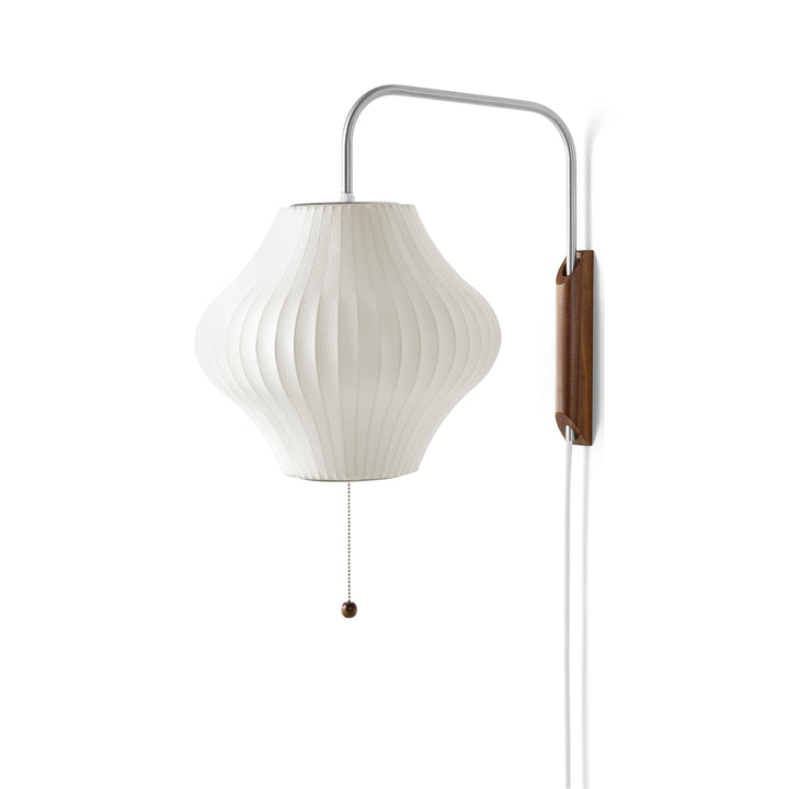 Metavaya Wall lamp Dia 30cm x H 30cm / White & Walnut Nelson Wall Lamp 653733214673 M2121121402-2 Shop Nelson Wall Lamps Online