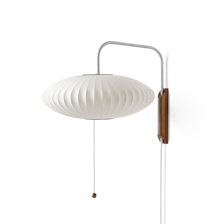 Metavaya Wall lamp Dia 40cm x H 22cm / White & Walnut Nelson Wall Lamp 653733214673 M2121121402-4 Shop Nelson Wall Lamps Online