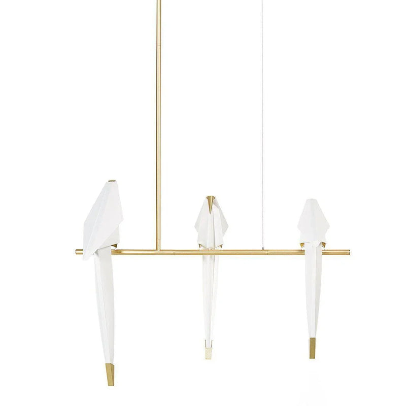Modern white and gold geometric pendant light with origami-inspired shades
