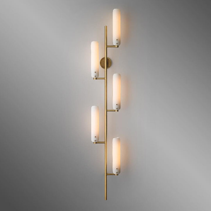 Metavaya Wall lamp Dia 19.5cm x H 110cm / Brass Lron marble wall lamp 653733640380 M-202112291045-4 Platiere Sconce in Solid Brass Shade for Sale