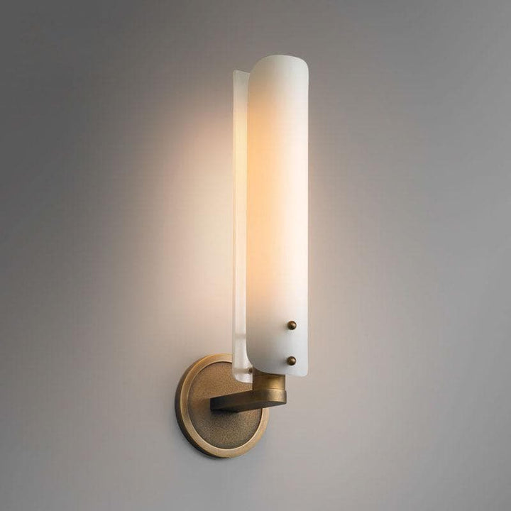 Metavaya Wall lamp Dia 7.5cm x H 43.7cm / Brass Lron marble wall lamp 653733640380 M-202112291045-1 Platiere Sconce in Solid Brass Shade for Sale