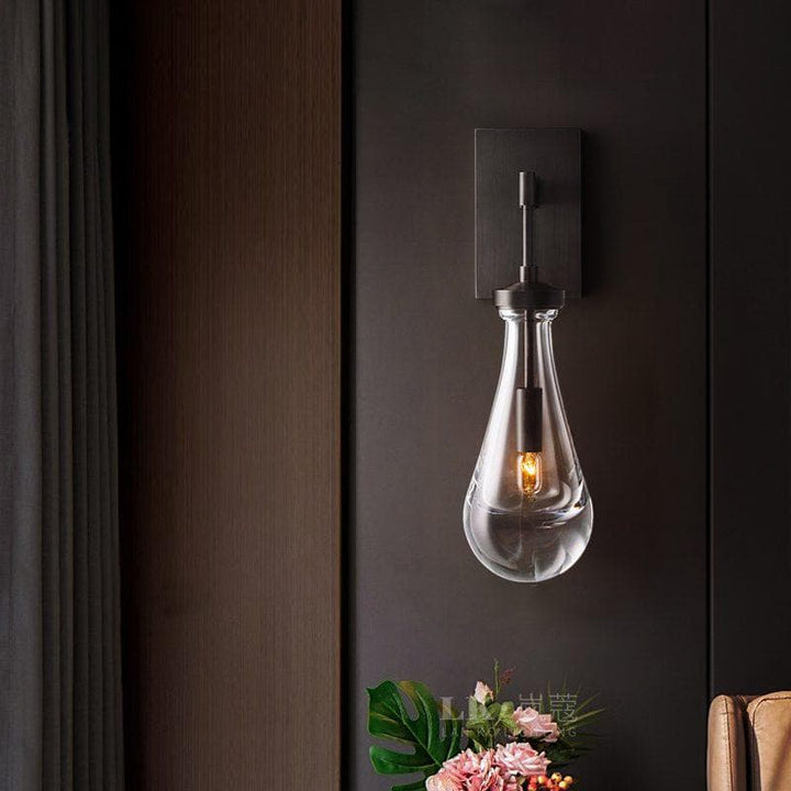 Metavaya Wall lamp Dia 12cm x H 45cm / Style A / Blacken Droplet Crystal Wall Light 336019216607 M202302171-2 Iron Wall Sconces on Sale | Droplet Crystal Wall Light